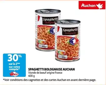 Auchan Supermarché SPAGHETTI BOLOGNAISE AUCHAN offre