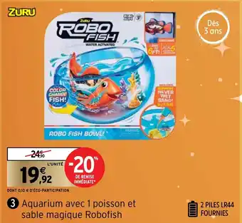 Intermarché Aquarium Avec 1 Poisson Et Sable Magique Robofish offre