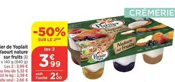 Bi1 Panier de Yoplait Yaourt nature sur fruits (A) 6 x 140 g (840 g) offre