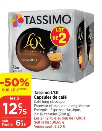 Bi1 Tassimo L'Or Capsules de café offre