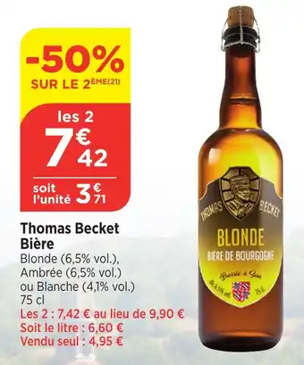 Bi1 Thomas Becket Bière offre