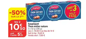 Bi1 Saupiquet Thon entier nature offre