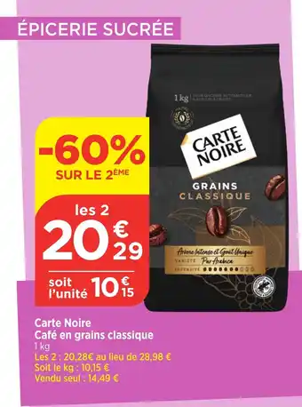 Bi1 Carte Noire Café en grains classique offre