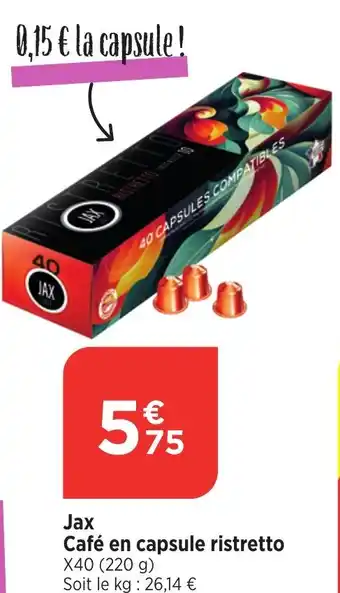 Bi1 Jax Café en capsule ristretto offre