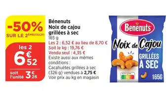 Bi1 Bénenuts Noix de cajou grillées à sec offre