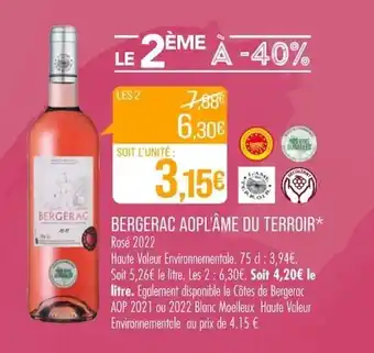 Match BERGERAC AOPL'ÂME DU TERROIR* offre