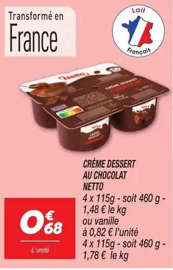 Netto CRÈME DESSERT AU CHOCOLAT NETTO offre