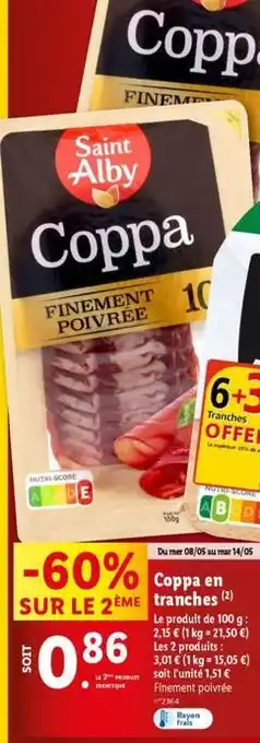 Lidl Saint alby - coppa en tranches offre