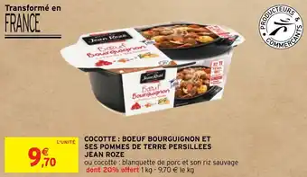 Intermarché Hyper COCOTTE BOEUF BOURGUIGNON ET SES POMMES DE TERRE PERSILLEES JEAN ROZE offre