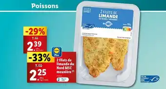 Lidl 2 filets de limande du nord msc meunière offre