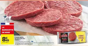 Carrefour Charal - 6 steaks hachés pur bœuf 15% m.g offre