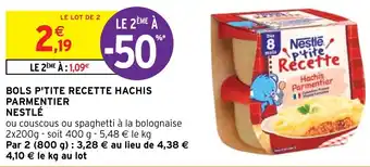 Intermarché Hyper BOLS P'TITE RECETTE HACHIS PARMENTIER NESTLÉ offre