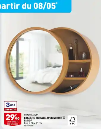 ALDI HOME CREATION ÉTAGÈRE MURALE AVEC MIROIR offre