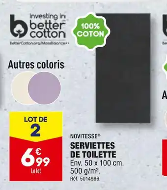 ALDI NOVITESSE SERVIETTES DE TOILETTE offre