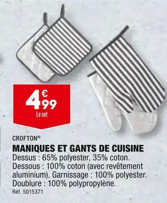 ALDI CROFTON MANIQUES ET GANTS DE CUISINE offre