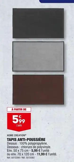 ALDI HOME CREATION TAPIS ANTI-POUSSIÈRE offre