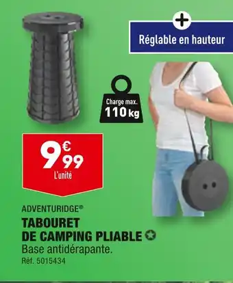 ALDI ADVENTURIDGE TABOURET DE CAMPING PLIABLE offre