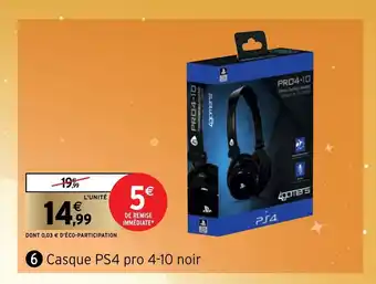 Intermarché Casque PS4 pro 4-10 Noir offre