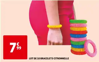 Auchan LOT DE 10 BRACELETS CITRONNELLE offre