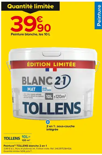 Castorama TOLLENS Peinture blanche 2 en 1 offre