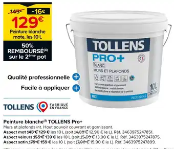 Castorama Tollens Peinture blanche(1) TOLLENS Pro+ offre