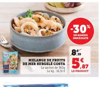 Hyper U MELANGE DE FRUITS DE MER SURGELÉ COSTA offre