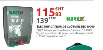 Rural Master ÉLECTRIFICATEUR DE CLÔTURE SEC 10000 offre