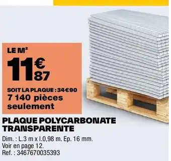 Brico Dépôt PLAQUE POLYCARBONATE offre