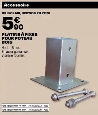 Brico Dépôt PLATINE À FIXER POUR POTEAU BOIS offre