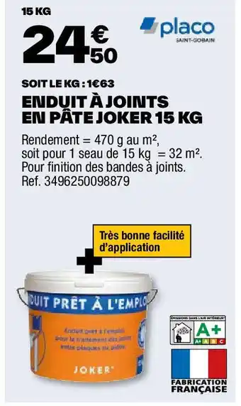 Brico Dépôt ENDUIT À JOINTS EN PÂTE JOKER 15 KG offre