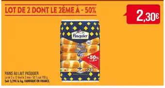 Match PASQUIER PAINS AU LAIT offre