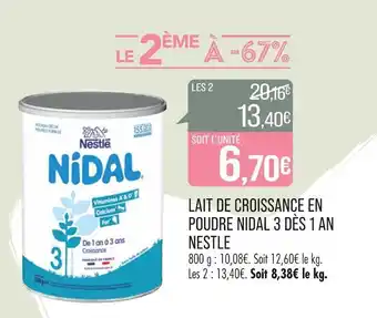 Match NESTLE LAIT DE CROISSANCE EN POUDRE NIDAL 3 DÈS 1 AN offre