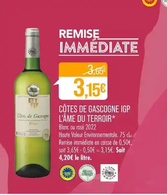 Match L’ÂME DU TERROIR CÔTES DE GASCOGNE IGP offre
