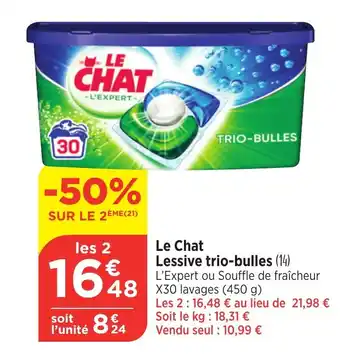 Maximarché Le Chat Lessive trio-bulles (14) offre