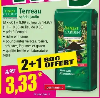 Norma FINEST GARDEN Terreau spécial jardin offre