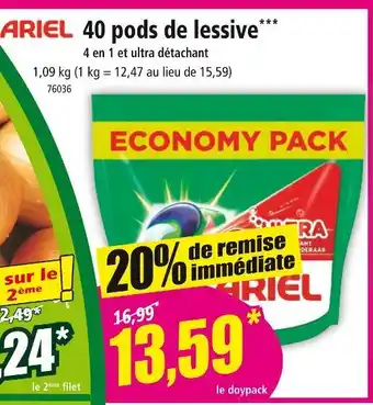 Norma ARIEL 40 pods de lessive offre