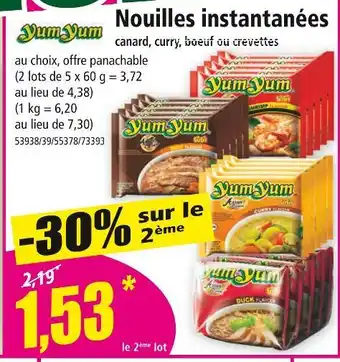 Norma Yum Yum Nouilles instantanées canard, curry, boeuf ou crevettes offre