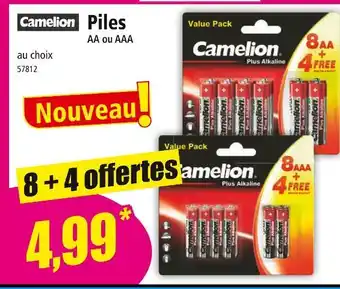 Norma Camelion Piles AA ou AAA offre