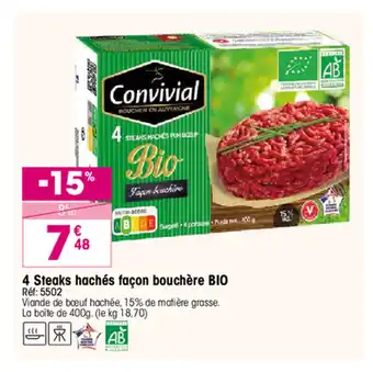 Croque Gel 4 Steaks hachés façon bouchère BIO offre