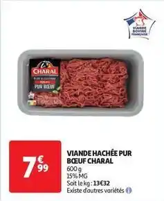 Auchan Supermarché Charal - viande hachée pur bœuf offre