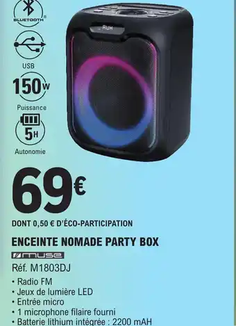 E.Leclerc ENCEINTE NOMADE PARTY BOX offre