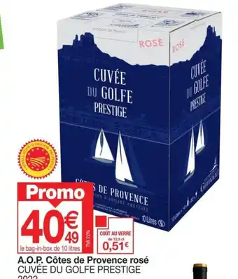 Promocash A.O.P. Côtes de Provence rosé CUVÉE DU GOLFE PRESTIGE 2022 offre