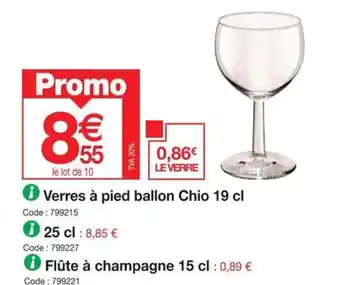 Promocash Verres à pied ballon Chio 19 cl offre