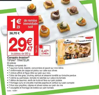 Promocash Canapés évasionⓇ TIPIAK® TRAITEUR offre