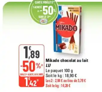 G20 Mikado chocolat au lait LU offre