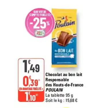 G20 Chocolat au bon lait Responsable des Hauts-de-France POULAIN offre