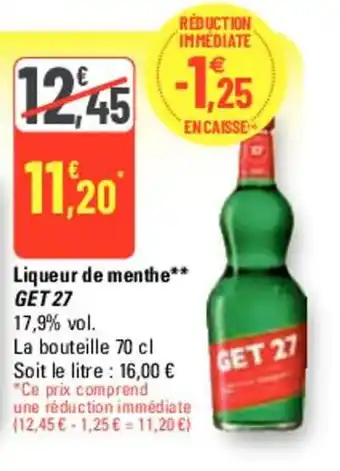 G20 Liqueur de menthe** GET 27 offre