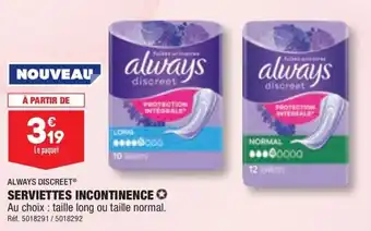 ALDI SERVIETTES INCONTINENCE offre