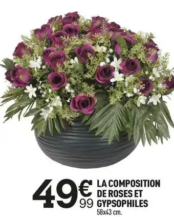 Centrakor La composition de roses et gypsophiles offre