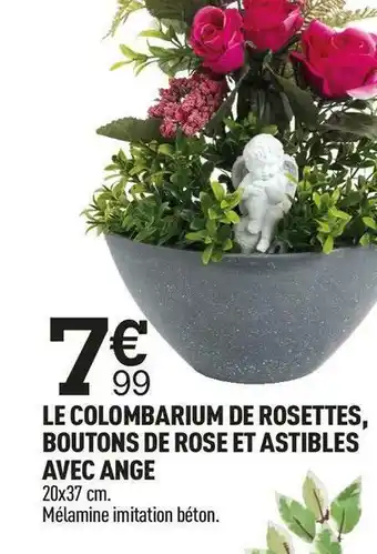 Centrakor Le colombarium de rosettes, boutons de rose et astibles avec ange offre